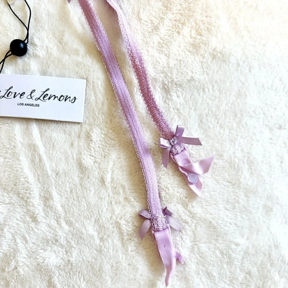 NWT For Love & Lemons Lilac Rose Lace Hook Garter Belt - XXS